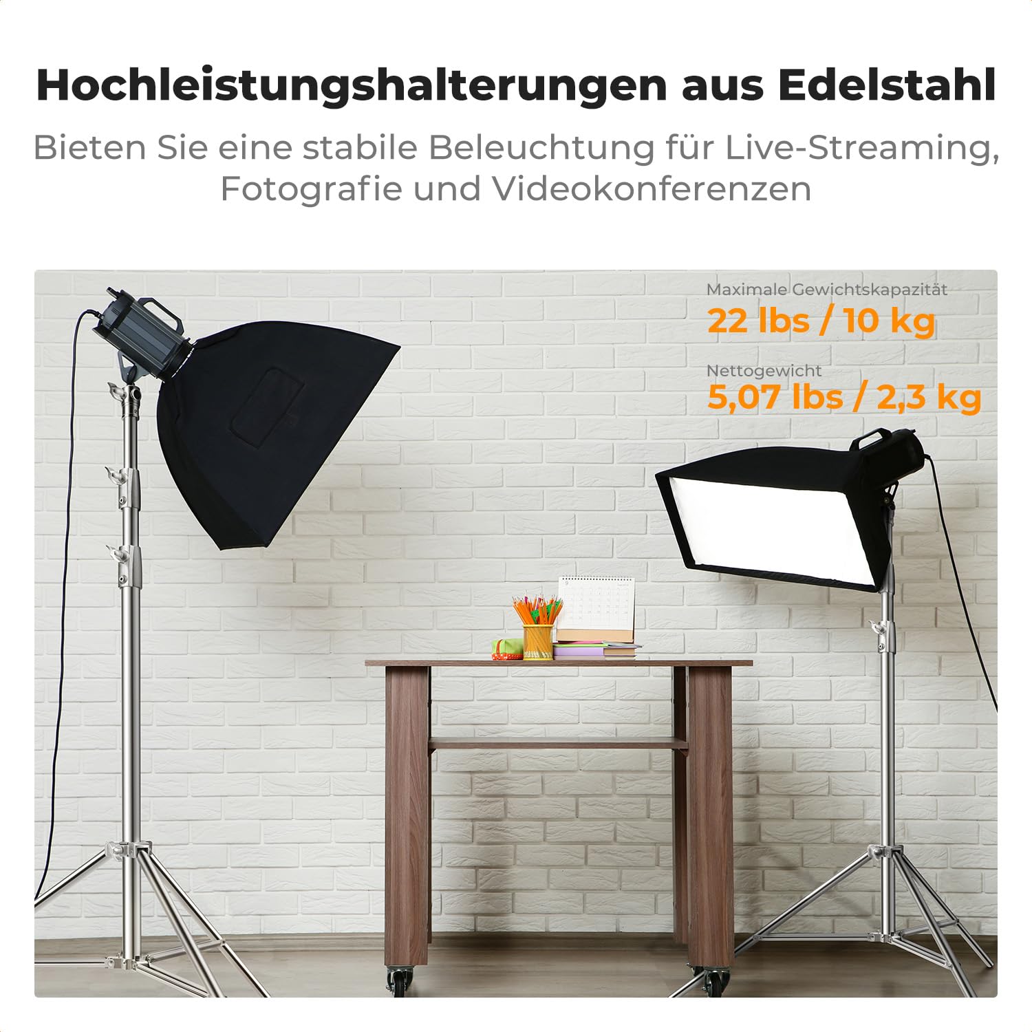 K&F CONCEPT 9.2ft/2.8m Lichtständer Licht Stativ Edelstahl federbelastet | max. Last 22lb/10kg Fotostativ mit stärkeren Rohrverbindungen für Strobe Softbox LED Ringlicht