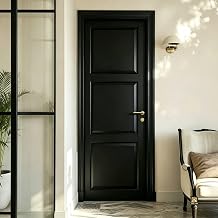 Interior Door Solid Core Wood 24" x 80" 3 Panel Bedroom Doors Black | French Shaker Door for Guestroom,Office Black Baking paint process, MDF for Laundry,Home Office w/o Hardware or Frame
