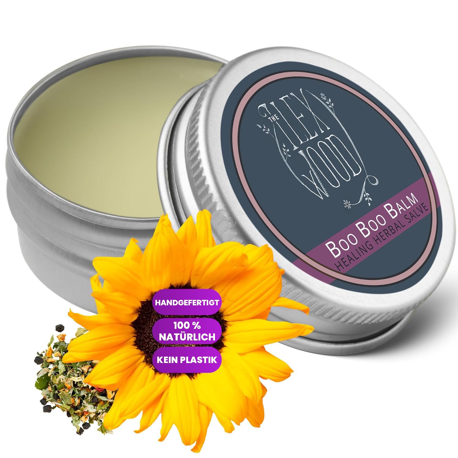 The Ilex Wood – pflanzliche Heilsalbe Boo Boo Balsam – gegen Hautirritationen, Kratzer, Bisse und Stiche, frei von Palmöl, tierversuchsfrei, plastikfrei, handgefertigt – 100 ml