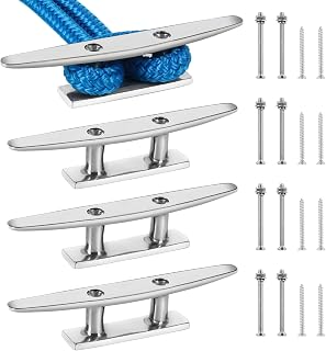Boat Cleats 4in/5in/6in/8in/10in,316 Stainless Steel Dock Cleats,Open Base Rope Cleats,Cleat for Boat,Boat Dock Cleats for Boat,Yacht,Decks,Nautical Decor,Screws Included(2 Pack/4 Pack)