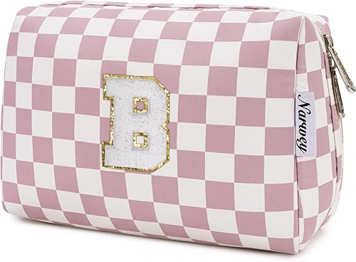 Vista 31 de Narwey Bolsa de maquillaje con iniciales para adolescentes y niñas, regalos de moda de 6, 8, 10, 11, 12, 14, 16, 18 años, bolsa de aseo cosmética