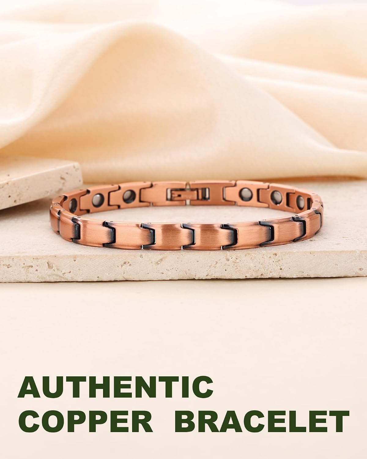 MagEnergy Copper Magnetic Bracelet for Women, Christian 99.9% Copper Bracelet for Women with Ultra Strength Magnets, Adjustable Biblical Cross, Gift