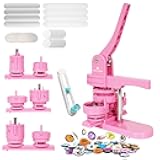 MECOLOUR Button Maker Machine Multiple Sizes 1.26+1.73+2.28 inch Pin Maker Machine,150pcs Button Badge Making Supplies,Button Press Machine for DIY Personalized Pinback Buttons Children DIY Gift(Pink)