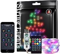 Vista 9 de WS2812B - Guirnalda de luces inteligentes de 33 pies, USB, Bluetooth, con temporizador y control remoto, sincronización de música, modos divertidos
