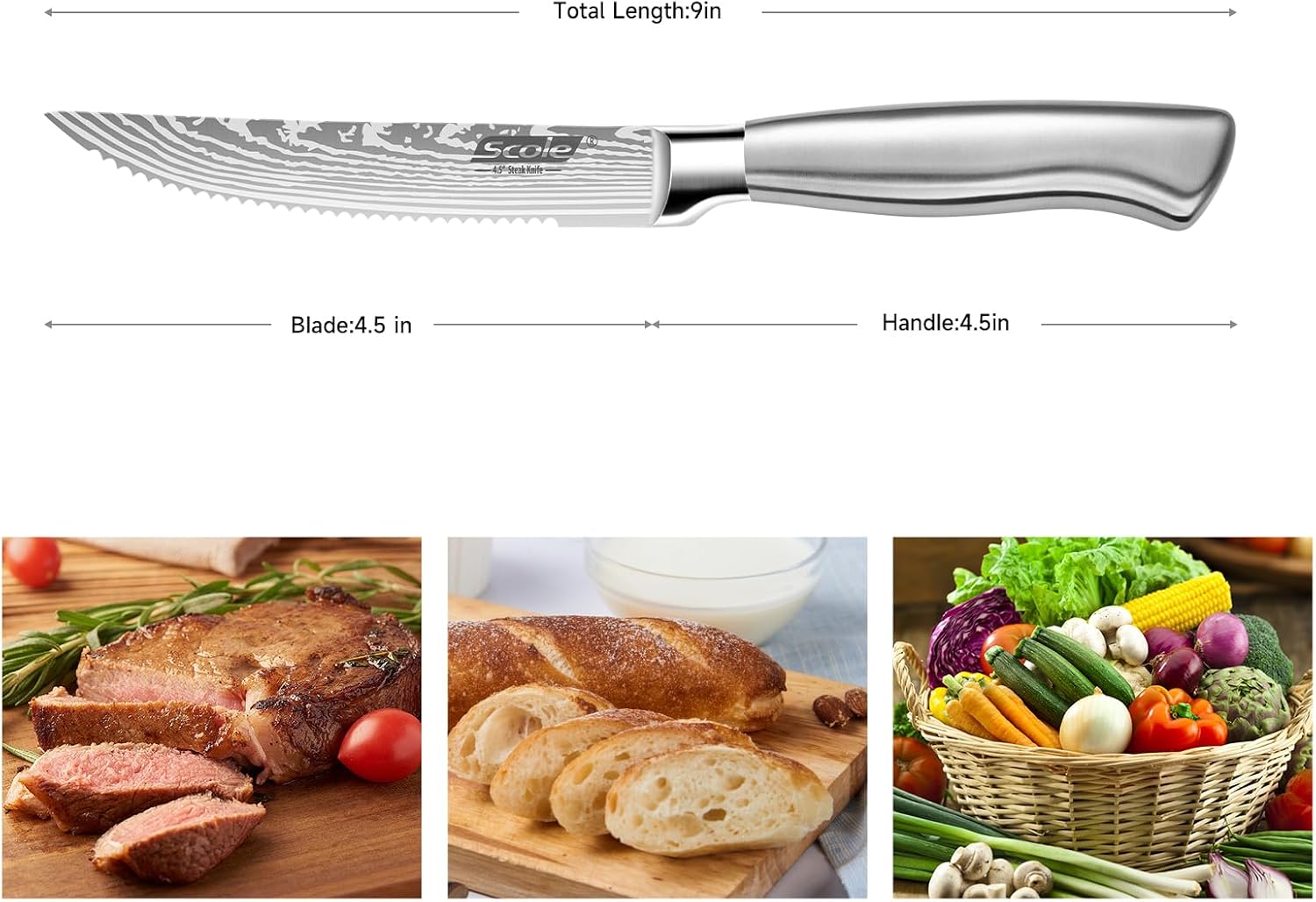Steak Knives, 4.5 Inches Steak Knife Set Of 6, Dishwasher Safe Serrated Steak Knives German Stainless Steel Dinner Knives With Gift Box