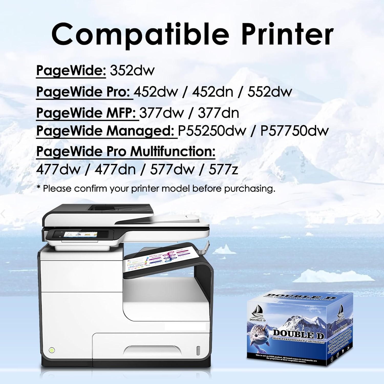 DOUBLE D Ink Cartridges Compatible with 972 972A with Chip Upgrade Device for 972X 972A Work with PageWide 377dw 477dw 477dn 577dw 577z 452dn 452dw 552dw P55250dw P57750dw (BK C M Y, 4 Pack)