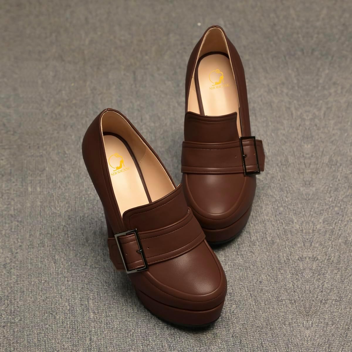 SHODENSE Women Vintage Chunky Platform Loafers Pumps Tassel Round Closed Toe Slip On Suede Block High Heel Dress Loafer Shoes Buckle Strap Oxford Loafers Fringe Pump Dressy Chic Sexy Y2k 4-11 M US - Image 4