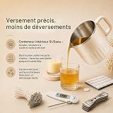 ADOGO Fondoir à Cire Électrique 1L 600W, Kit Fabrication de Bougies avec Thermomètre et 100 Mèches, Contrôle Précis de la Température, Pot à Cire pour Bougies DIY - 3
