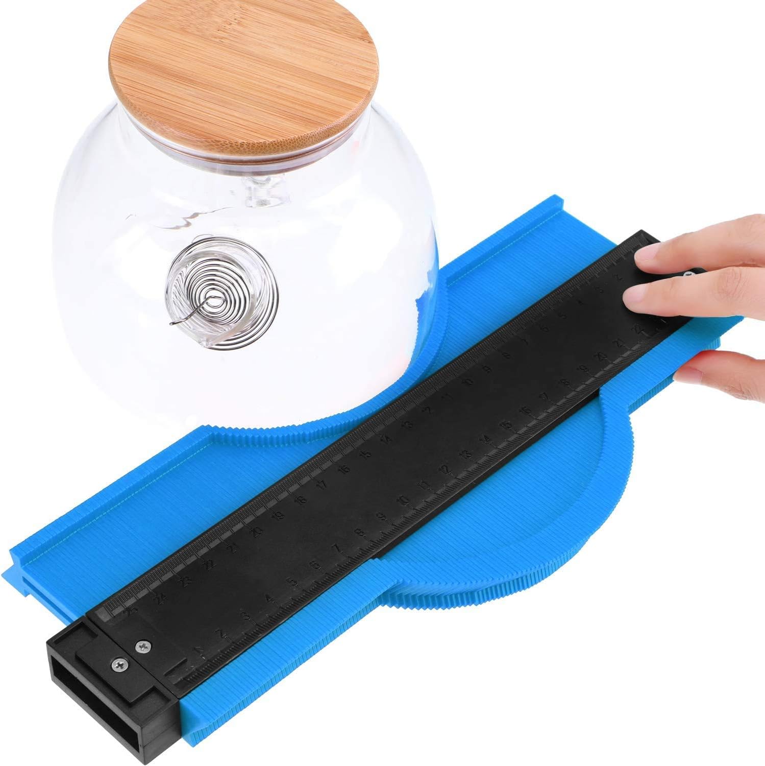 10 Inch Multi-functional Contour Gauge Plastic Profile Gauge Multifunctional Shape Duplicator Edge Shaping Measure Ruler for Professional Precise Measurement (Regular Wide, Blue)