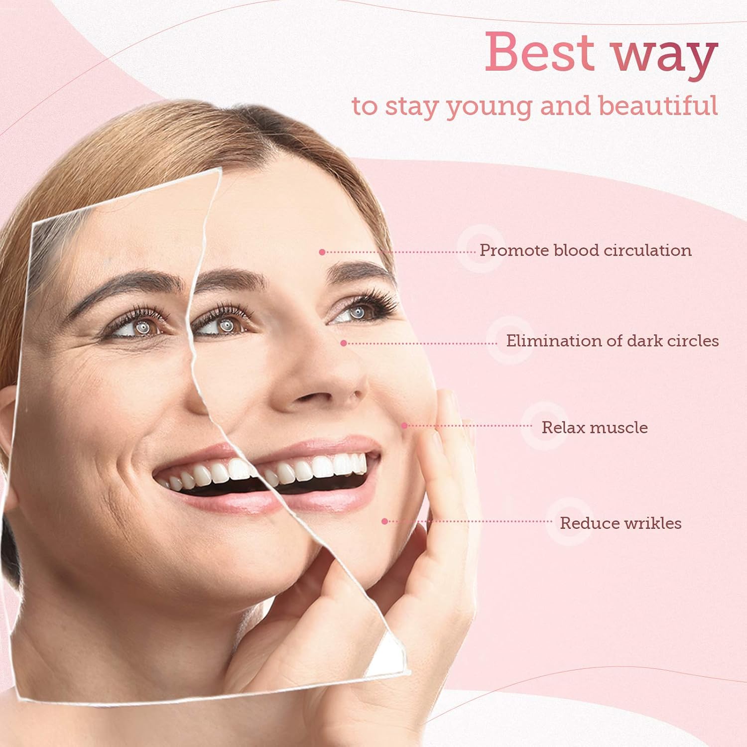 Rose Quartz Facial Roller Jade Roller Face Roller Massager for Face Eyes Cheeks Forehead Neck Skin Care Tool Reduce Wrinkles Puffiness Crow's Feet Nasolabial Folds : Beauty & Personal Care