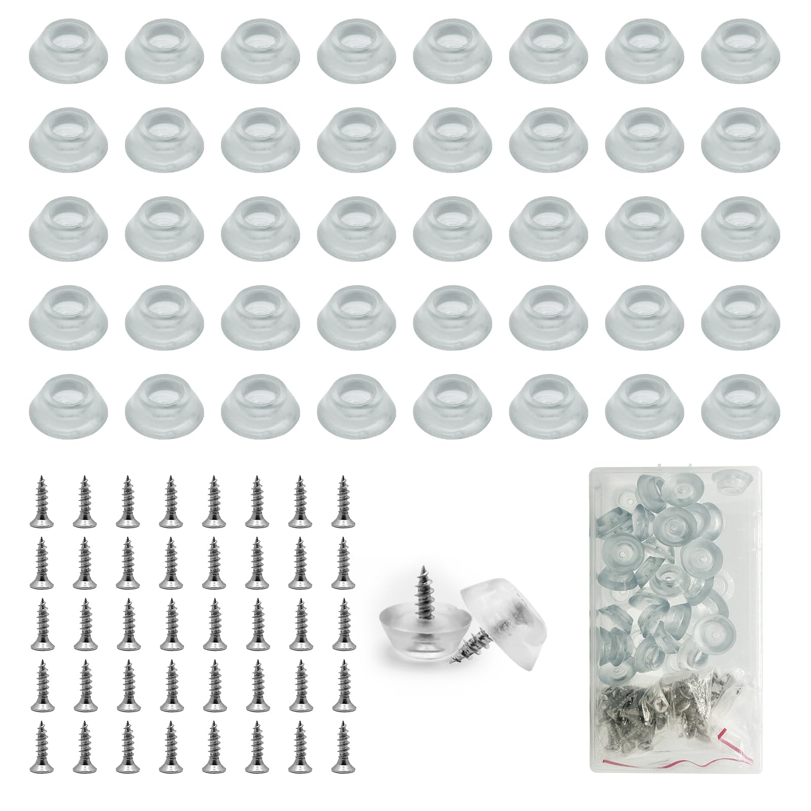 40 Pack Non-Slip Rubber Feet, Rubber Cutting Board Feet with Screws, Floor Protector Pad