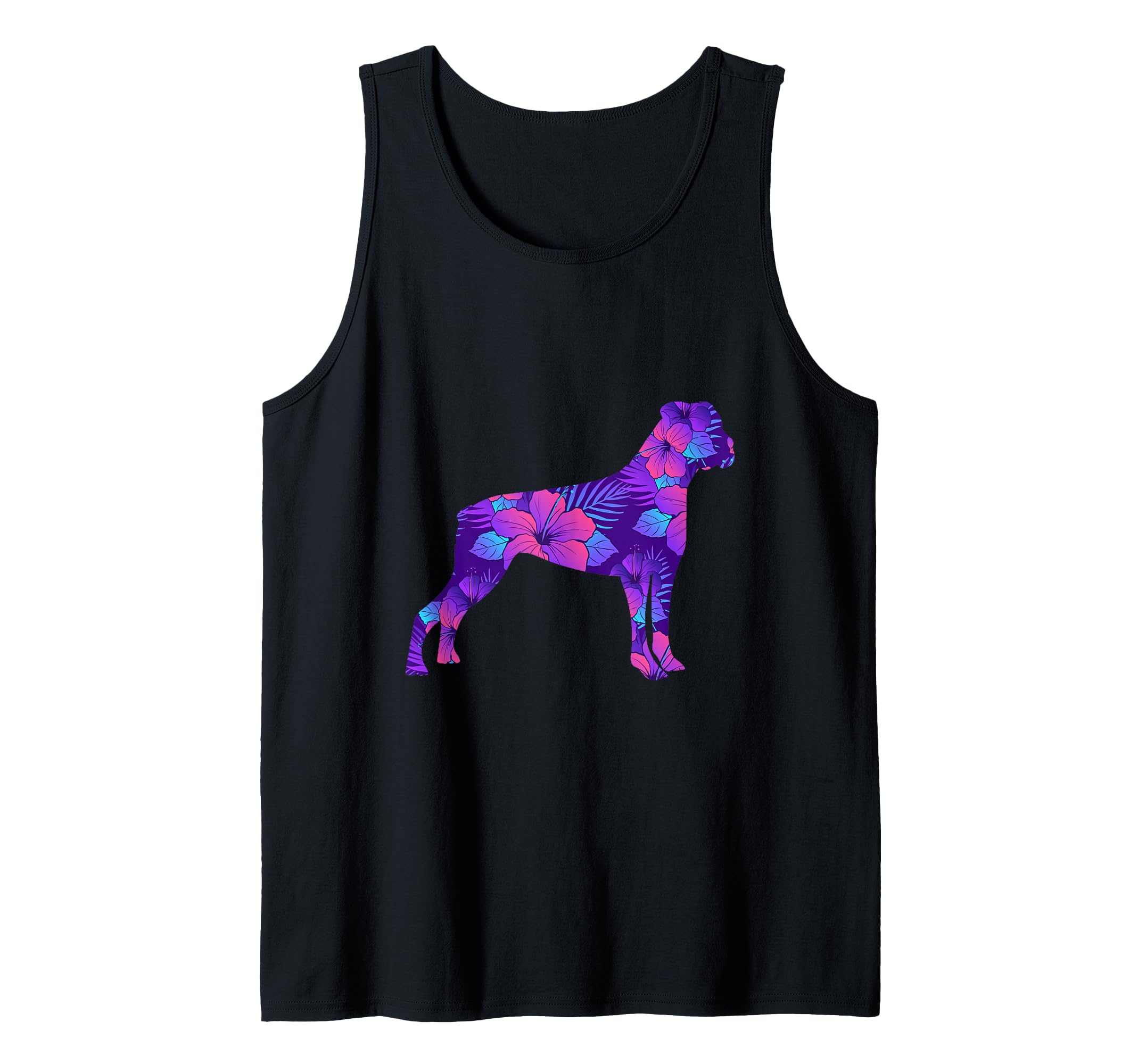 Boxer Dog Flower Tropical Hawaiian Floral Boxer Dog Lover Tank Top