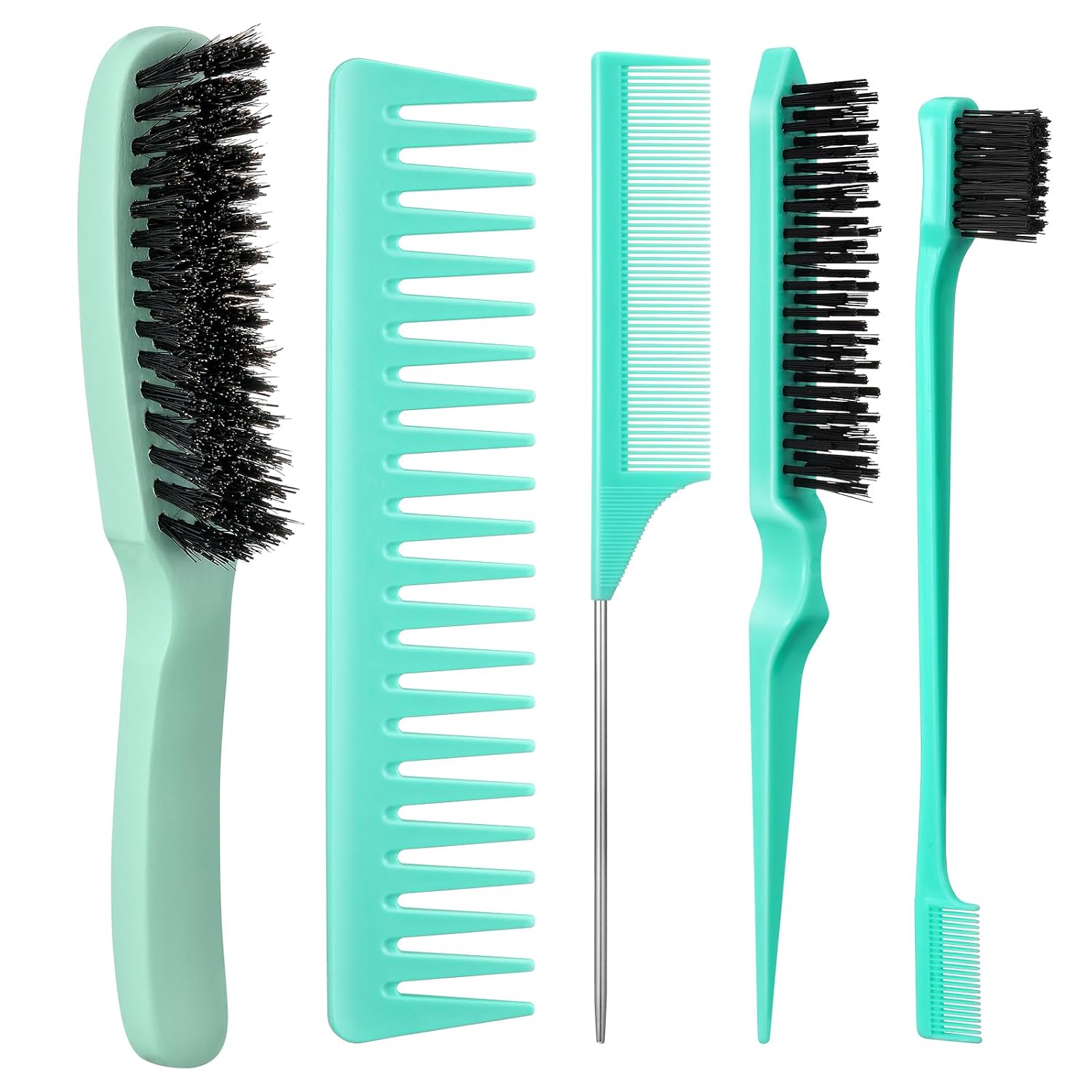 Slick Back Hair Brush Set - Smoothing Boar Bristle Brushes