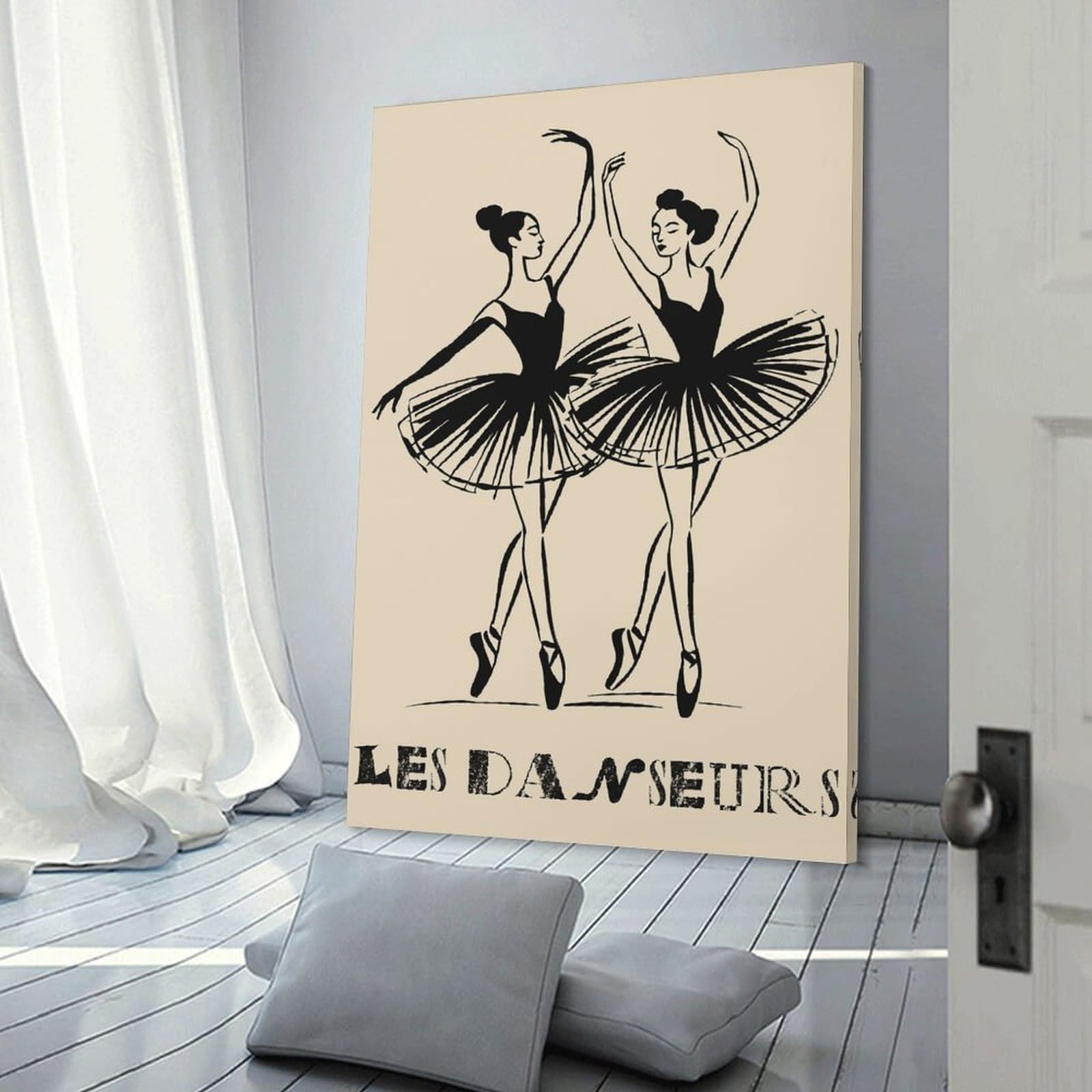 Junmoney Room Decor Wall Art Les Danseurs Two Ballerinas in Black, 20x30inch(50x75cm), for Gallery Wall Layouts in Home Or Office, Home Wall Art for Statement Displays