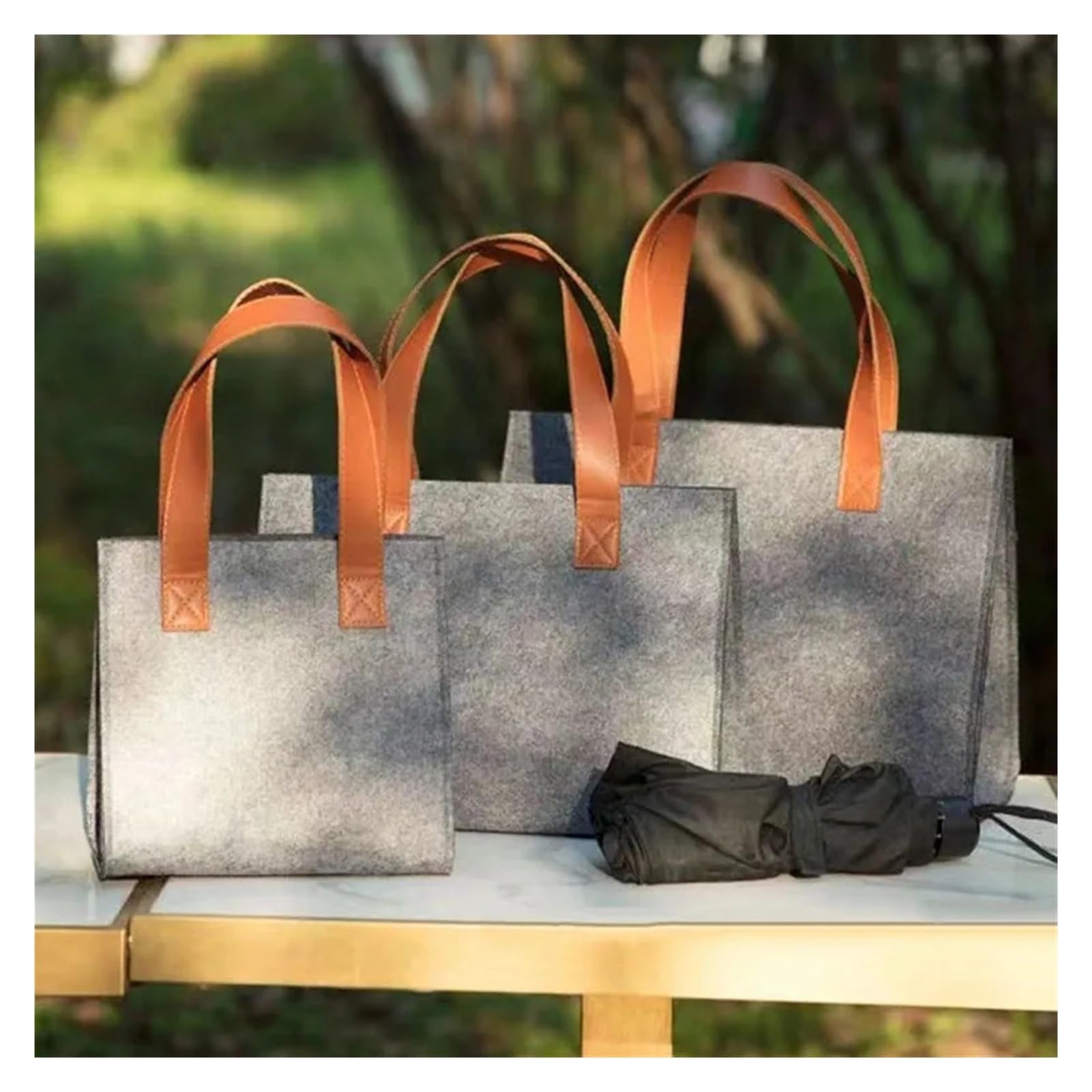Tragetasche Henkeltasche Filz-Einkaufstasche, Handtasche, große Kapazität, Einkaufstasche, faltbar, for Damen, Korb, Kleinigkeiten, Filz-Aufbewahrungstasche mit Griff For Picknicks, Einkaufen im Freie