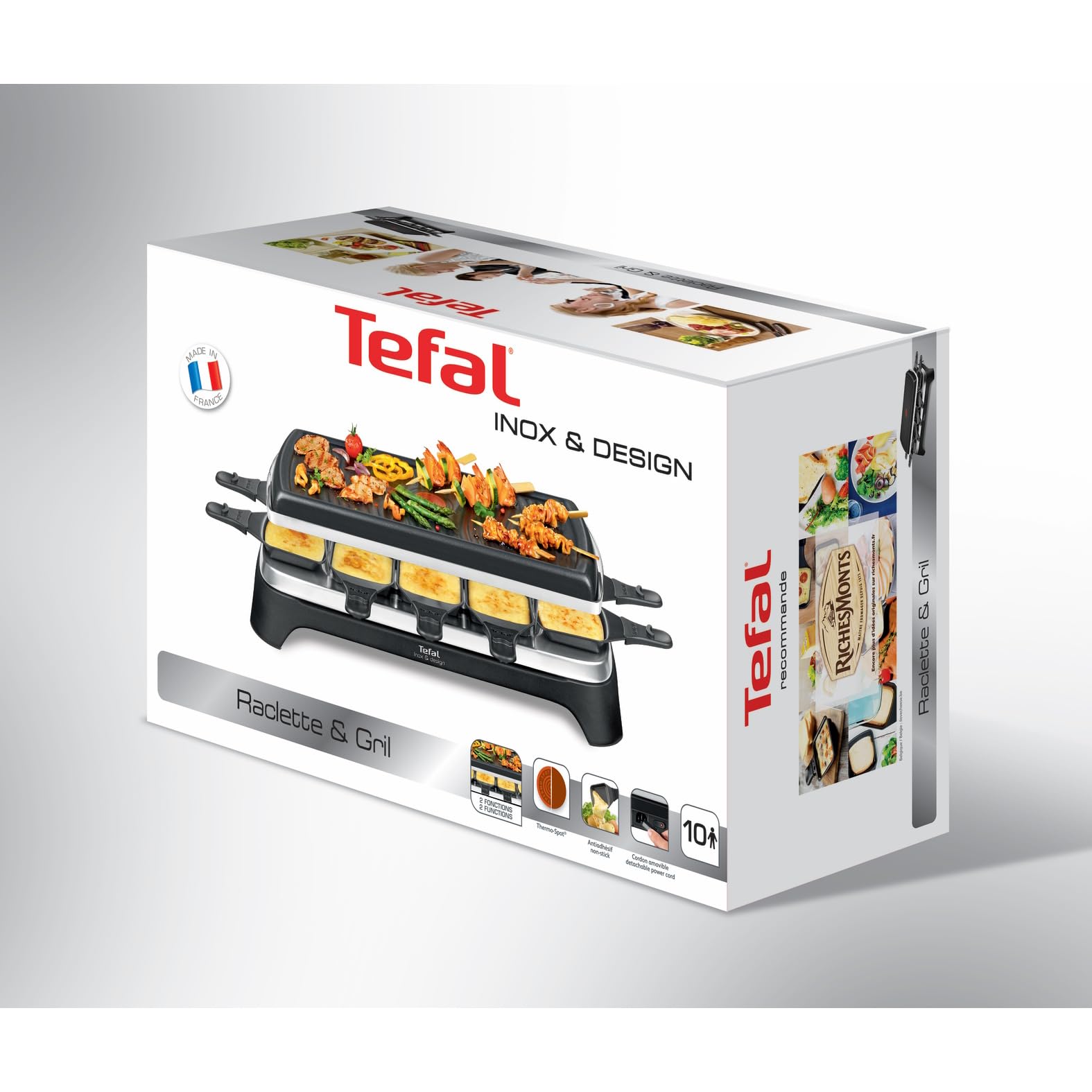 Tefal Raclette Grill Ambiance 10 Personen 1350W Edelstahl RE4588