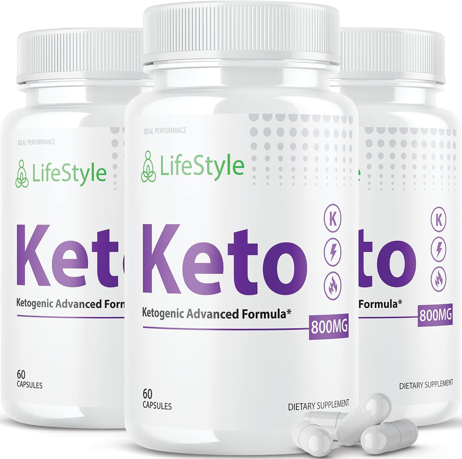 IDEAL PERFORMANCE (3 Pack) Lifestyle Keto Life Style Max Shark Pills Tank Ketogenic Supplement (180 Capsules)