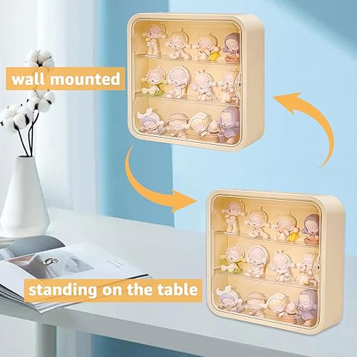 Miniatura 6 de Vitrina transparente para figuras, caja de exhibición coleccionable con estantes, organizador de plástico montado en la pared o de escritorio,