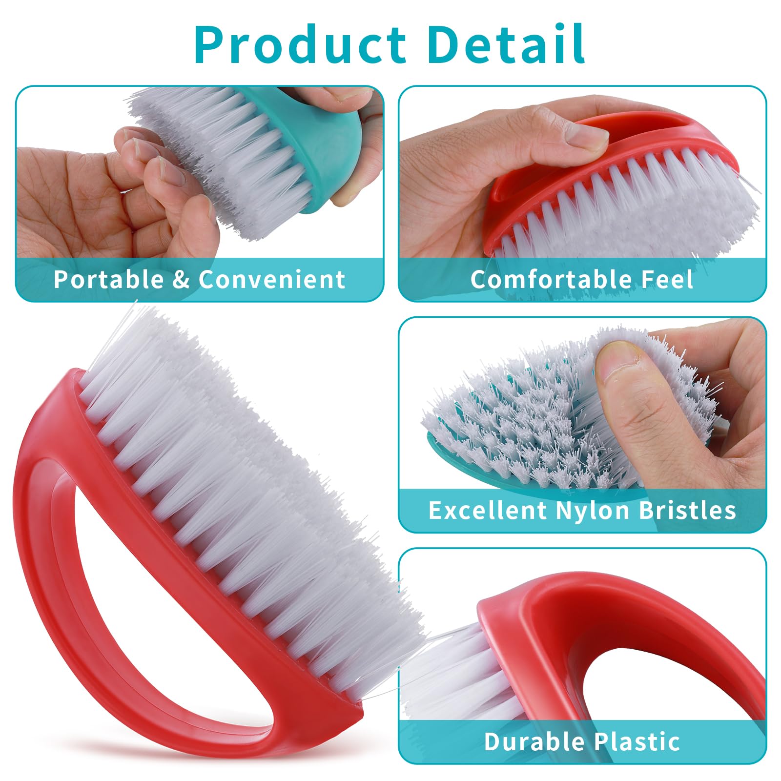 Amaxiu Set di 2 spazzole per unghie robuste per pulire le dita, in nylon duro e duro, pulizia profonda delle mani di meccanici e giardinieri