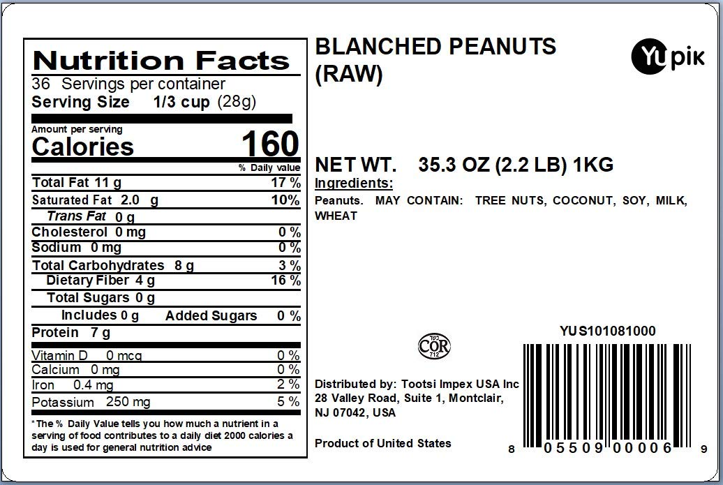 Yupik Nuts Blanched Raw Peanuts, 2.2 lb