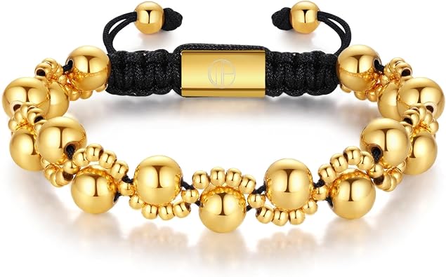 18K Gold Plated Bracelets for Men Adjustable Silver Bracelet