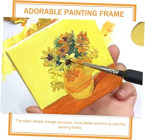 Miniatura 9 de 2 juegos de mini tablero de pintura al óleo lienzo accesorios de bricolaje mini lienzo soporte de pintura decorativo caballete mini caballete