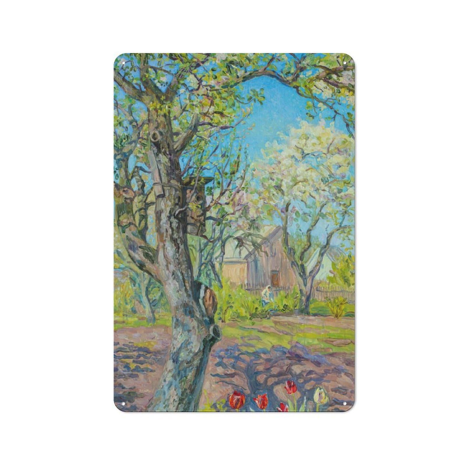 Junmoney Wildflower Field At Dawn Tin Wall Plaque 30X20cm With For Living Room Wall, For Kitchen, Dining Room And Home Bar Wall Decor