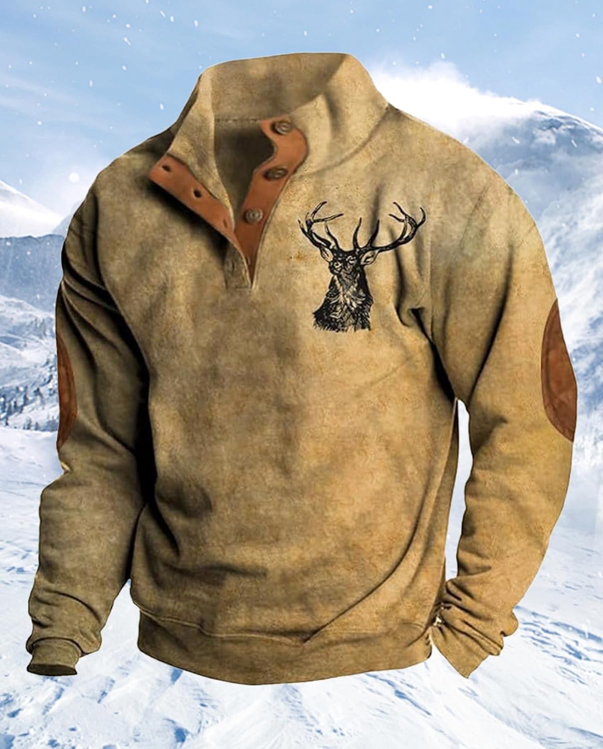 Western Sweatshirts for Men Aztec Retro Pullover Quarter Zip Sweatshirt Mens Stitching Color Fleece Sweatshirt - Image 2