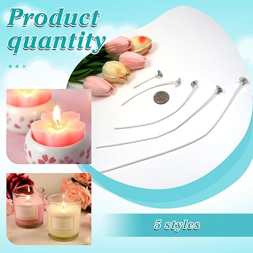 Miniatura 3 de 250 mechas de velas para hacer velas de 2, 4, 6, 8, 10 pulgadas, con bajo contenido de humo, preenceradas, suministros para hacer velas DIY