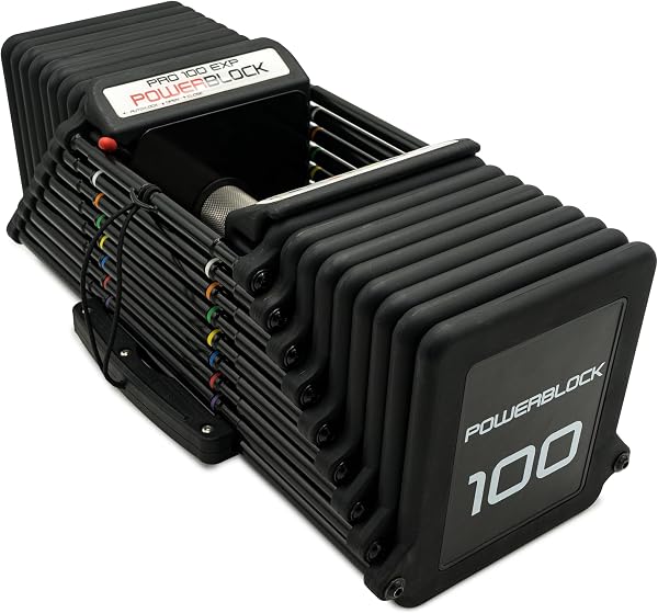 PowerBlock Pro 100 Adjustable Dumbbell, Sold As A Single Unit 5-100 lb Dumbbell Γ’β¬β Durable Steel Build, Innovative Work