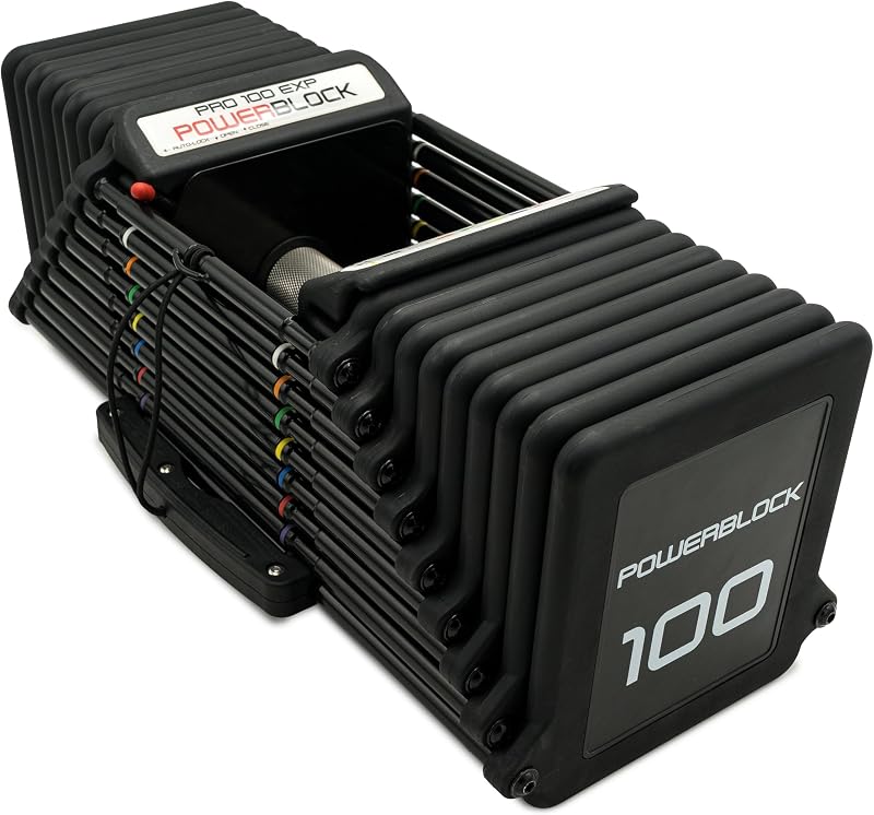 PowerBlock Pro 100 Adjustable Dumbbell, 5-100 lb | Sold as a single unit, order 2 to complete your pair, durable steel build replaces a full rack