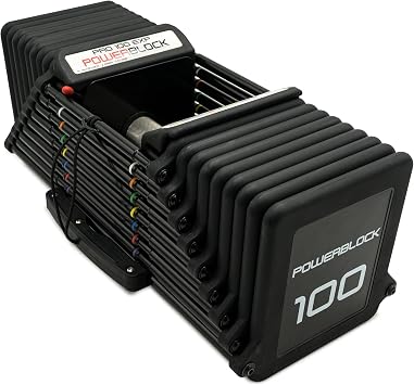 PowerBlock Pro 100 Adjustable Dumbbell, Sold As A Single Unit 5-100 lb Dumbbell Durable Steel Build, Innovative Workout Equipment, Strength Training