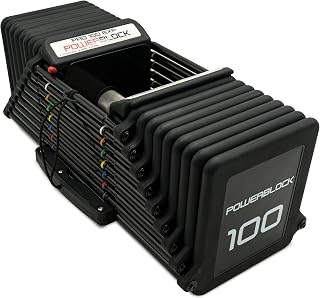 PowerBlock Pro 100 Adjustable Dumbbell, 5-100 lb | Sold as a single unit, order 2 to complete your pair, durable steel build replaces a full rack