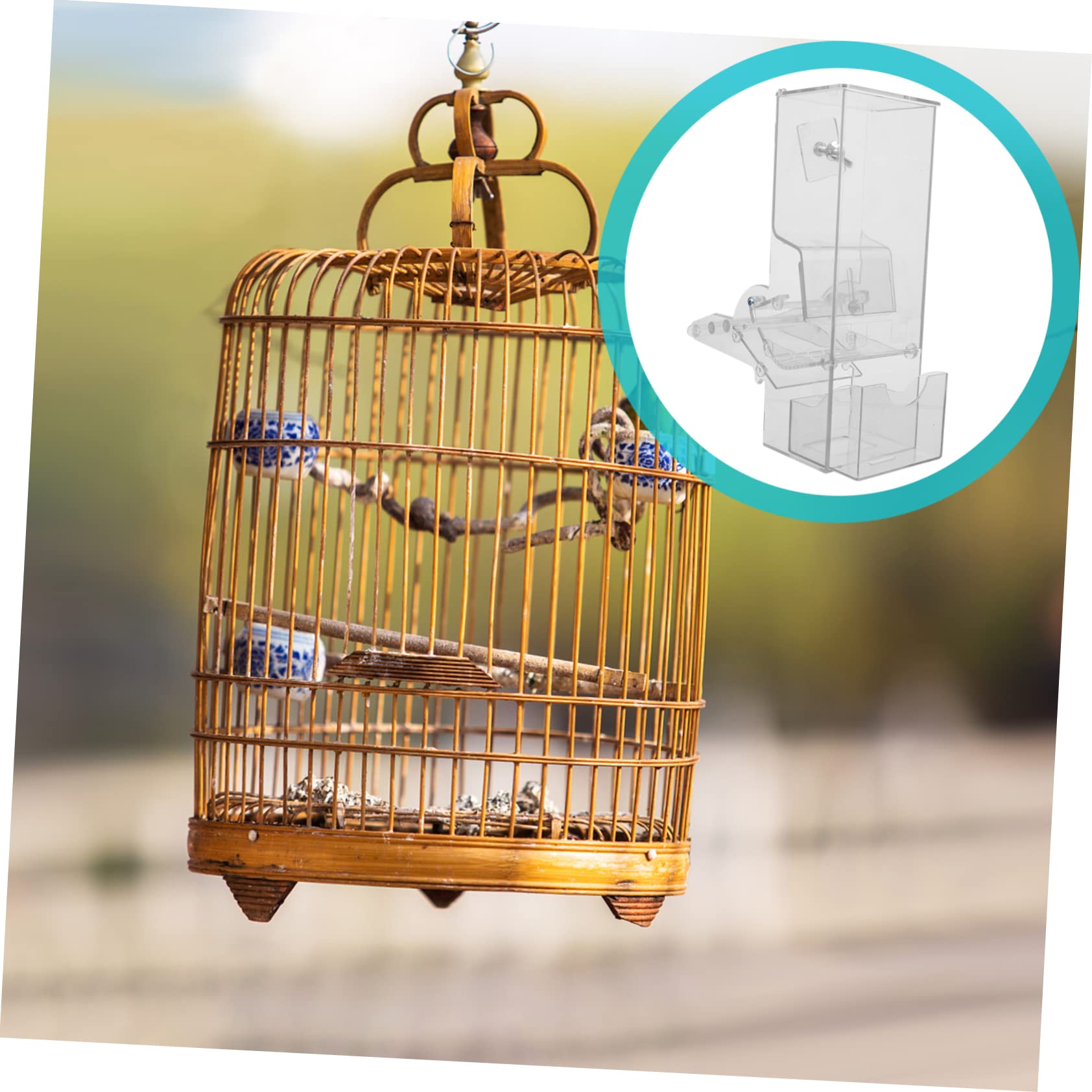 Abaodam Mangiatoia per Uccelli Mangiatoia Automatica per Pappagalli e Parrocchetti Contenitore Acrilico Trasparente per Cibo per Animali Domestici Autoscorrevole Design Pratico