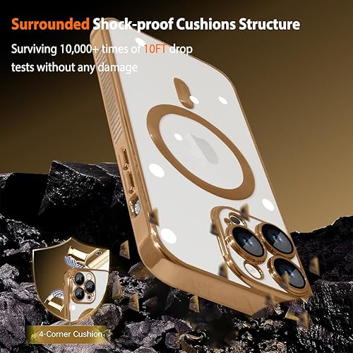 Miniatura 4 de KANGHAR Funda magnética para iPhone 15 Pro Max compatible con MagSafe Fuerte magnético Nuevo diseño antideslizante mejorado Diseño elegante chapado