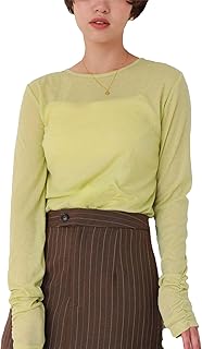 [ティティベイト] 着心地 シアー クルーネック トップス AGXT0394 レディース