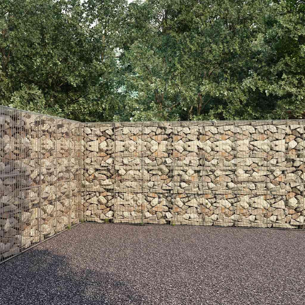 vidaXL Muro de Gaviones con Cubiertas Acero Galvanizado Terraza Exterior Jardín Terraza Cubierta Cercados Piedras Leña Almacenamiento 600x30x200 cm