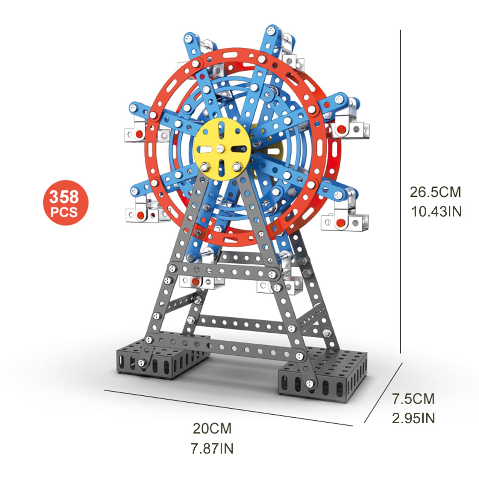 Baukasten Metall Riesenrad Bausatz - 358 Teile DIY Metall Bausatz für Erwachsene (A)
