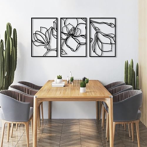 Miniatura 5 de Fayholy Decoración de pared de flores de metal, flores de metal, decoración al aire libre, arte de pared de flores de metal, decoración grande para