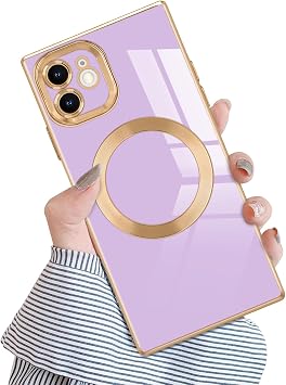 Newseego for iPhone 11 Magnetic Case, Luxury Cute Plating Edge Case for Women Men Soft TPU Bumper Anti-Scratch Shockproof Full Protective Cover for iPhone 11-Light Purple
