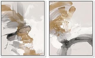 Whispering Haze Duo Canvas Print Boho Wall Decor Set by Art Remedy, White Frame, 36 x 45