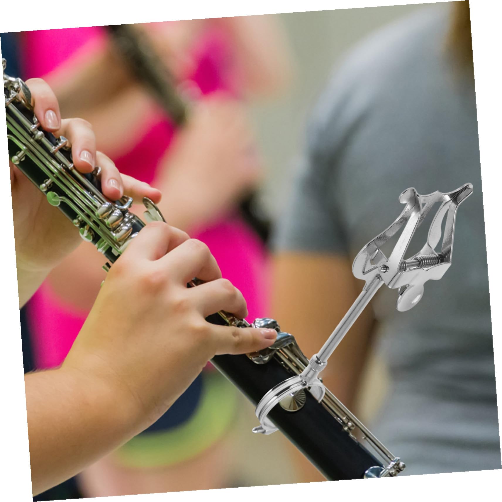 Letturino Clarinetto Sib in Ferro Argento, Clip Portatile Compatta e Leggera per Tenere Spartiti Musicali di Clarinetto, per Musicisti e Studenti