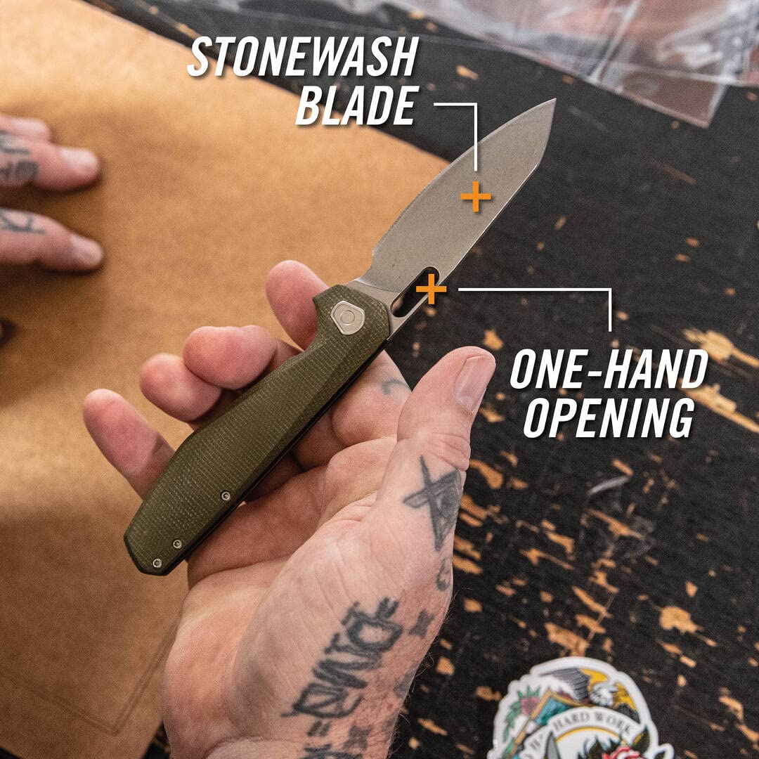 Gerber Scyzoryk z klipsem do paska, Slimsada, z rękojeścią z Micarty i łożyskiem kulkowym B.O.S.S. TECH, długość ostrza: 8,8 cm, oliwkowy, 30-001912