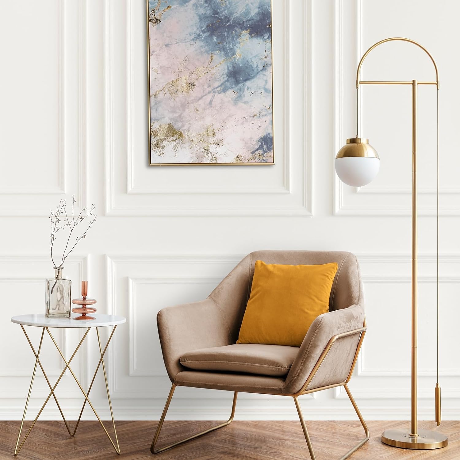 3 Set Peel and Stick Wall Molding Kit, Inner and Outer Layers Style Premade Wainscoting Panels for Interior Wall Moulding Decor, Ready to Assemble Wainscoting Accent Panel (31x 54 Inch)