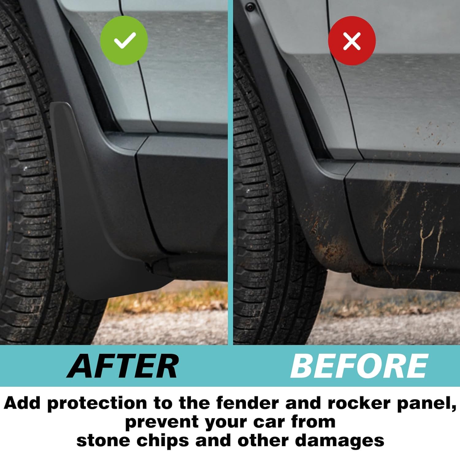 BestEvMod Mud Flaps Splash Guards Compatible with Rivian R1S 2022 2023 2024 2025 2026 Accessories Splash Fender Winter Vehicle Sediment Dirt Protection Mudflaps Set of 4 No Need to Drill Holes