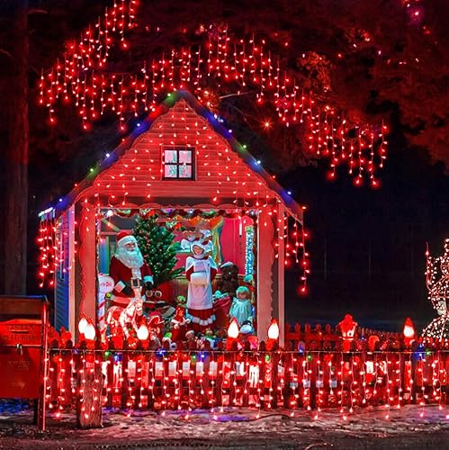 Miniatura 14 de Luces de Navidad de carámbano para exteriores, 66 pies, 640 luces LED de carámbano para exteriores con 8 modos de temporizador, impermeable, Blanco