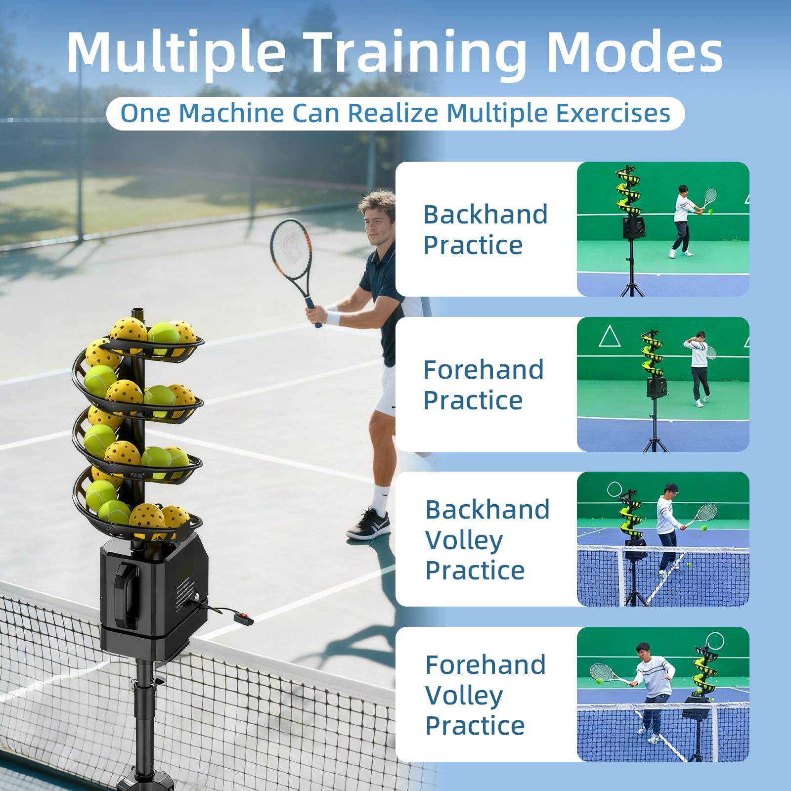 Macchina Lanciapalle Tennis - Controllo Telecomando,Batteria 5-6 h, Angolo Regolabile,Altezza Regolabile,Frequenza Regolabile,Allenatore Tennis Automatico Adatto Principianti Upgradedversion