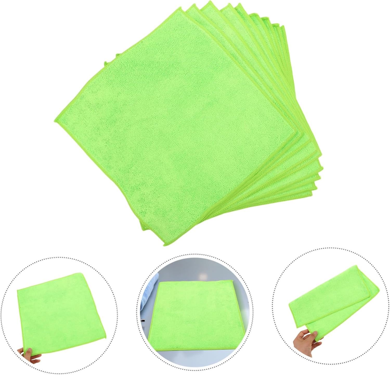 Yardwe 10pcs Automotive Detailing Microfiber Cleaning Cloths 30x30cm Reusable Car Wax Removal Towels for Exterior and Interior Car Care