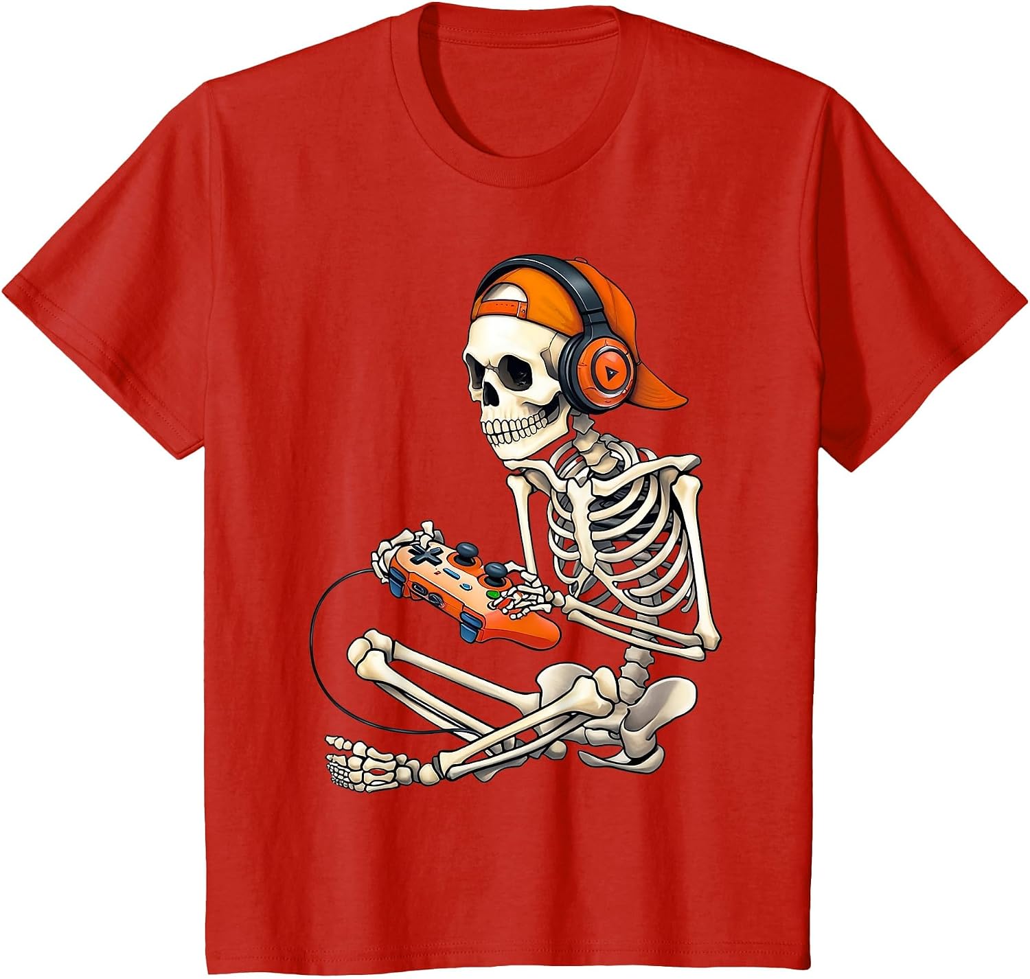 Halloween Skeleton Gamer Video Gaming Boys Men Kids Funny T-Shirt