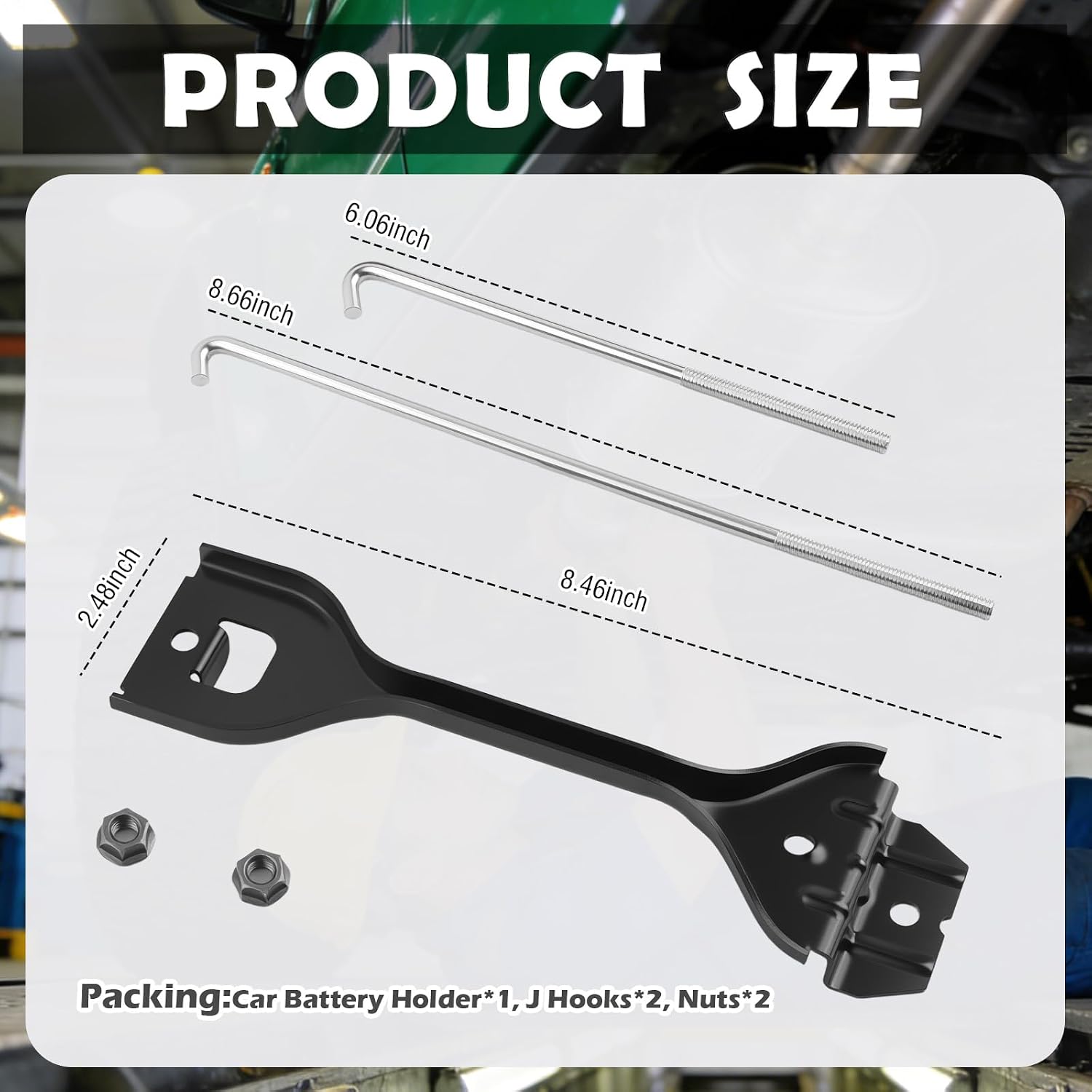 Car Battery Hold Down Kit OEM#82161AG011,Car Battery Holder Bracket Kit Compatible with Subaru Impreza WRX STI Forester Crosstrek,Batteries Hold Down Bracket Kits with Hooks,Nuts